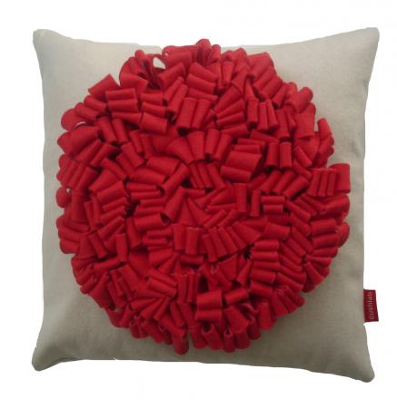 cream and red loop cushion