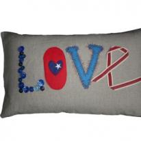 multi-coloured LOVE cushion