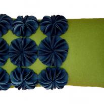 green and blue/grey raised disc cushion