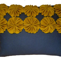 yellow and grey raised disc cushion
