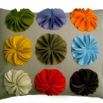 multicoloured raised disc cushion