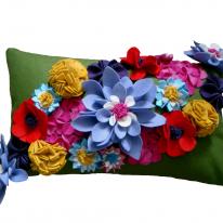 green backed flower cushion