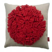 cream and red loop cushion