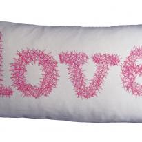 red and pink sketchy LOVE cushion