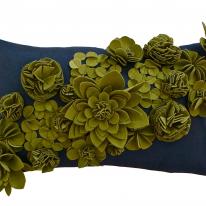 sage green and thunder blue floral cushion
