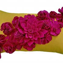 fuchia and yellow floral cushion