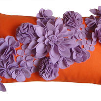 Lilac and orange floral cushion