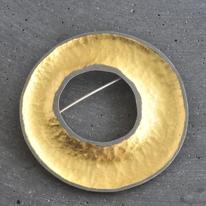 Oxidised silver and gold leaf brooch