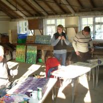 Students having a tea break at the Nymans garden winter treescape workshop
