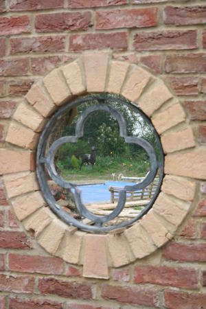 acid washed round window grill