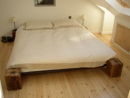 steel  wooden bed