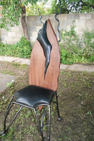 cedar and leather dining chair