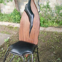 cedar and leather dining chair