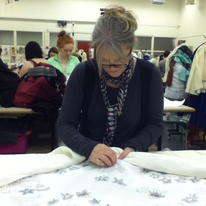 hand sewing embroidered stars
