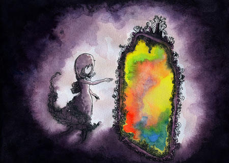 Girl and Rainbow Mirror