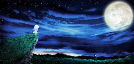 Girl looking at Moon