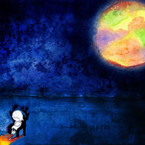 Girl and Rainbow Moon