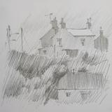 Cottages above Porthleven - Pencil