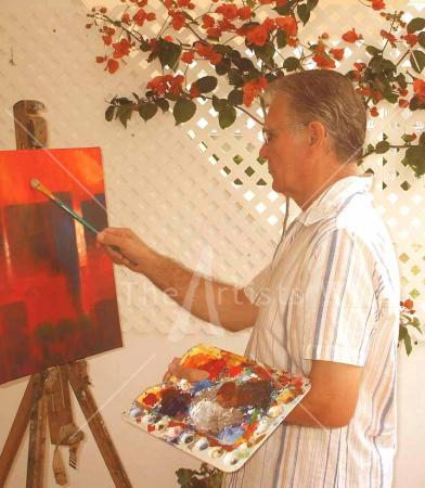 Michael painting in Spain