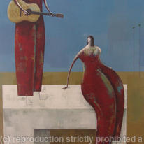 Musician on bench