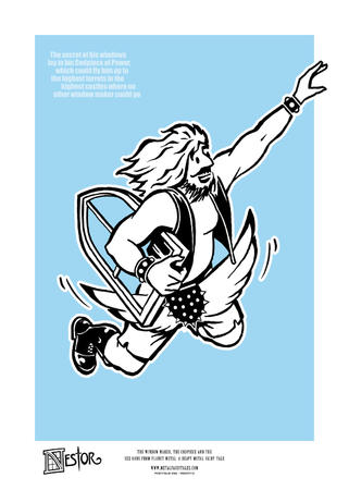 Nestor flying on his codpiece