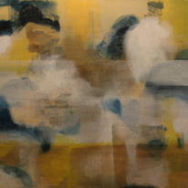 untitled bronze, blue and white