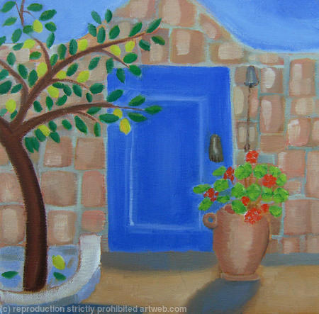 Blue Door with Lemon Tree