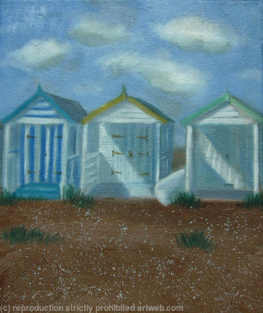 Beach huts in summer