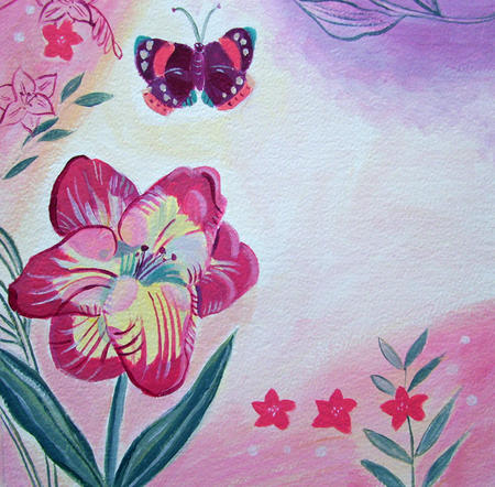 Freesia and butterfly
