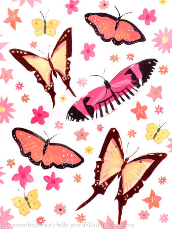Butterflies in warm tones
