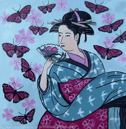 Giesha with butterflies