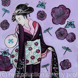 Geisha in purple - Acrylic and Indian ink on paper