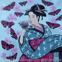 Giesha with butterflies