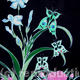 Blue iris with butterflies