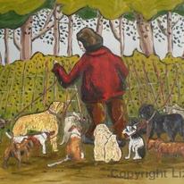 DOG WALKER AT FENCE