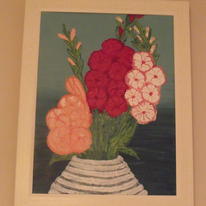 Vase of flowers.