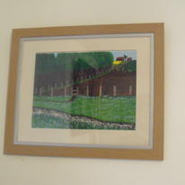 Painting of farm land.