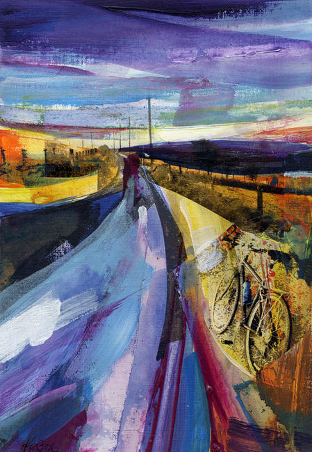 Sunset, Howarth Old Road Acrylic and mixed media on canvas 20x25cm