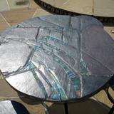 Fish-nor-Fowl - Slate, stained glass, traditionally forged and galvanised heavy base