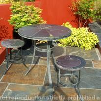 Garden furniture: Round Flower table and stools