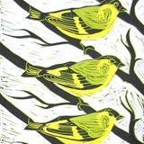 Siskins - linocut