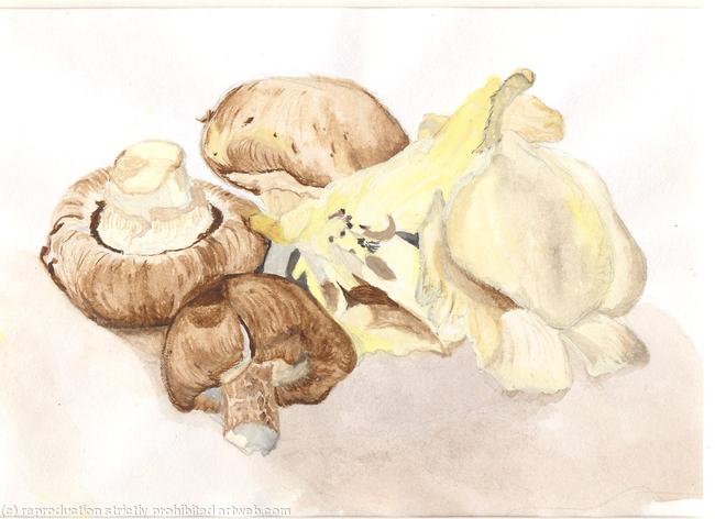 Mushrooms Watercolour Print 26x21cm
