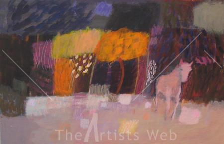 Orange tree, pink horse