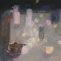 Brown teapot with vessels and cup
