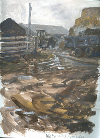 lambings farm misty morning