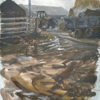 lambings farm misty morning