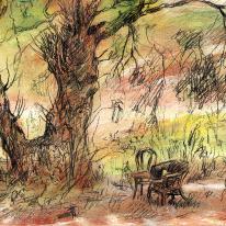 tree and two old chairs