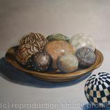 Wooden Bowl with Spheres - acrylics on canvas