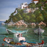 Fishing Boats in Skiathos Old Port - acrylics on canvas