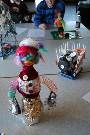Sculpture using recycled materials created by Yr 8 Cottingham High School